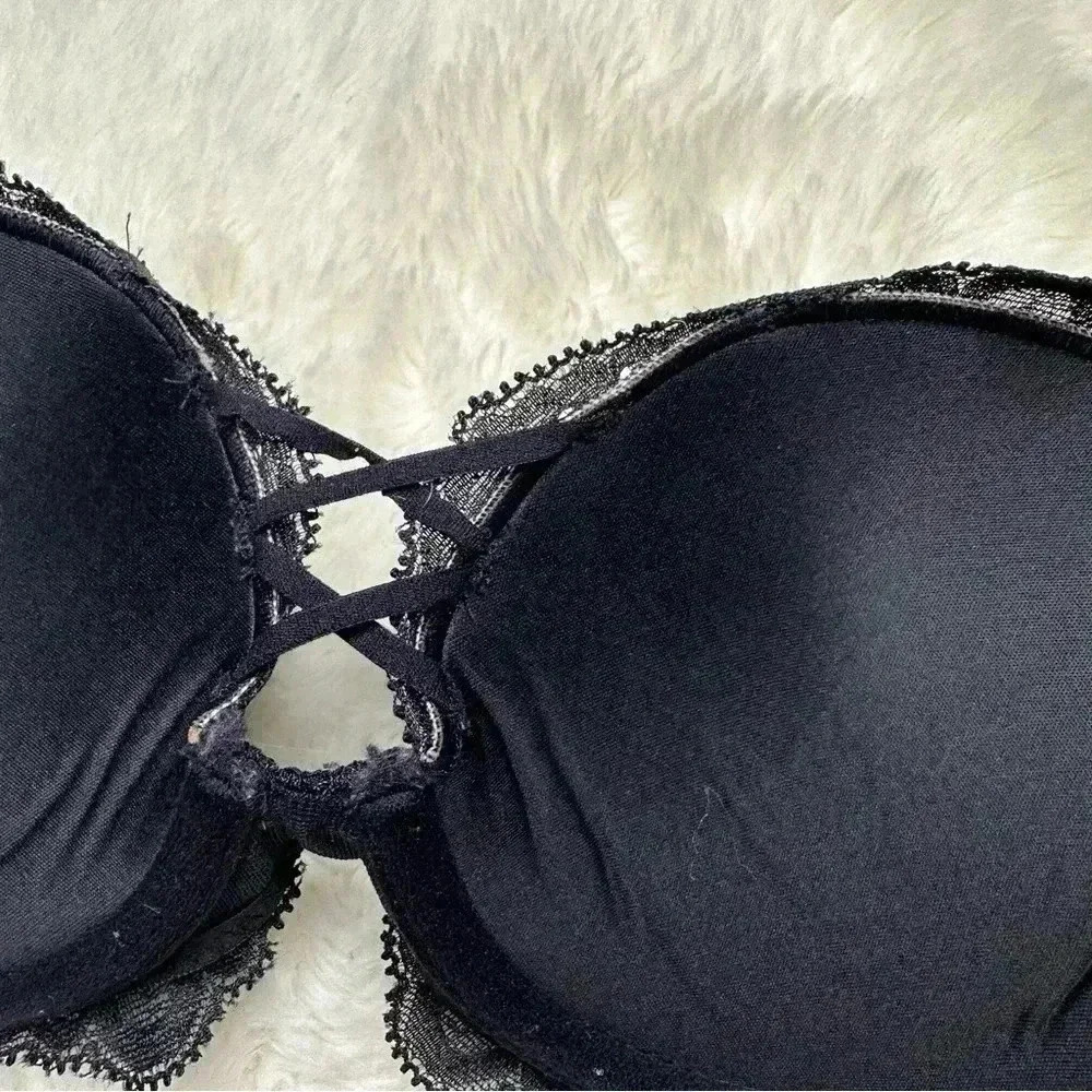 La Senza Strapless Push Up Bra Lace Black & Cream Size 32C - Picture 13 of 16